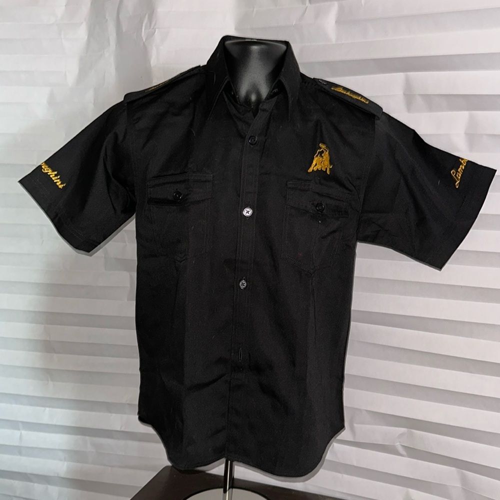 Lamborghini Replica Black Crew Shirts Short Sleeve Button Down